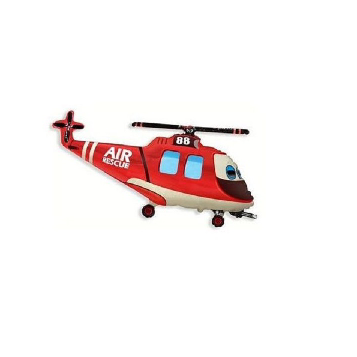 Flexmetal: Mentőhelikopter pálcára tehető fólia lufi - Piros (902747)