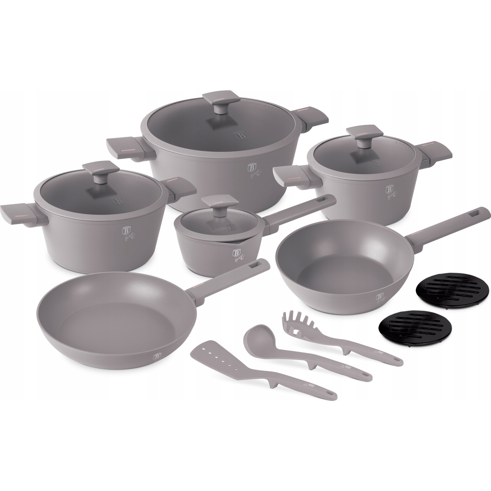 BerlingerHaus BH/8111 Taupe Collection 15 Részes Edénykészlet - Kovácsolt Alumínium, Matt Taupe (BH-8111)