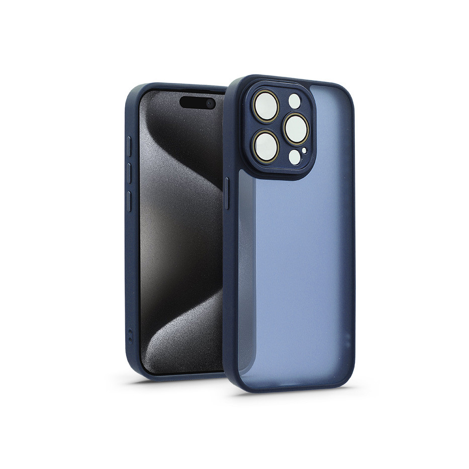 Apple iPhone 15 Pro hátlap kameravédő peremmel, lencsevédő üveggel - Variete - sötétkék (HF241048)