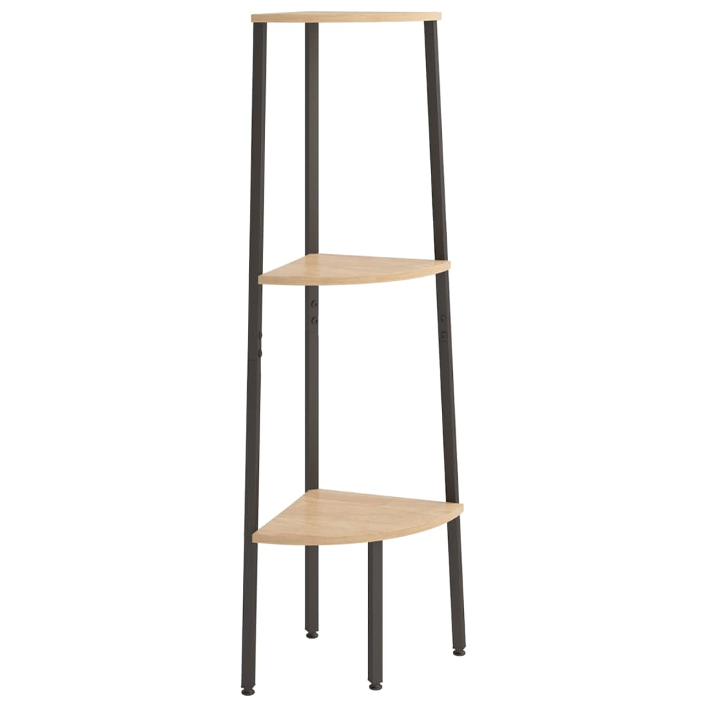 3 szintes világosbarna és fekete sarokpolc 45,5 x 31,5 x 120 cm (336388)