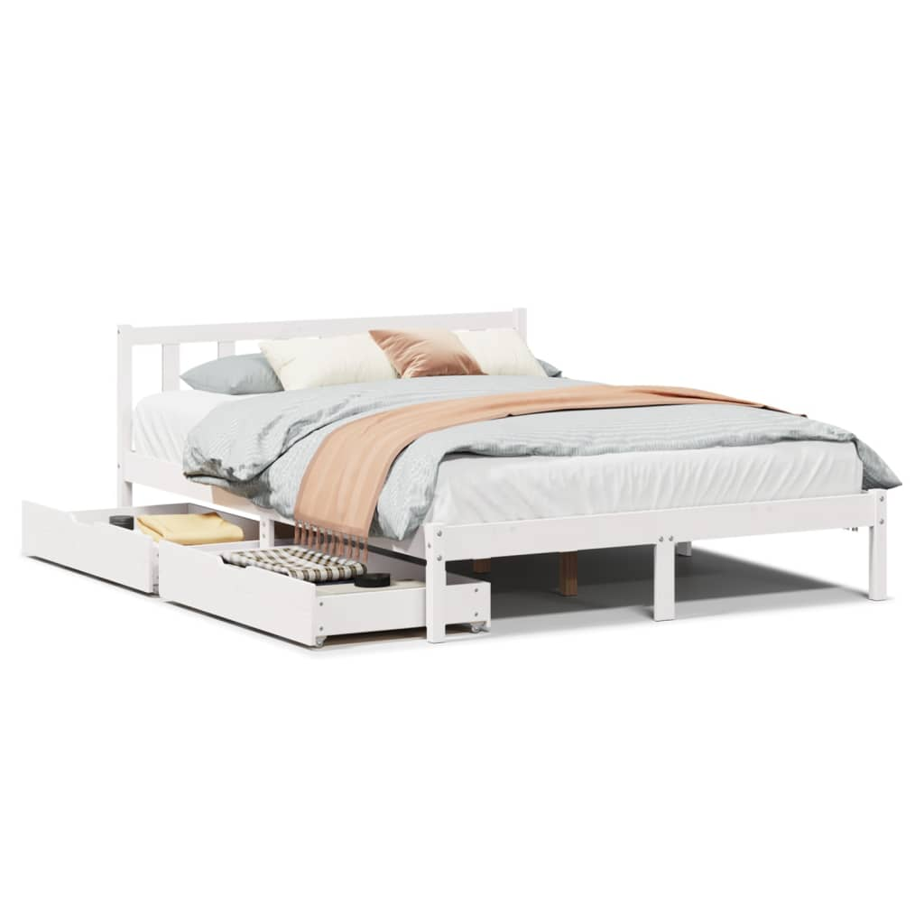 fehér tömör fenyőfa ágy matrac nélkül 135 x 190 cm (3301466)