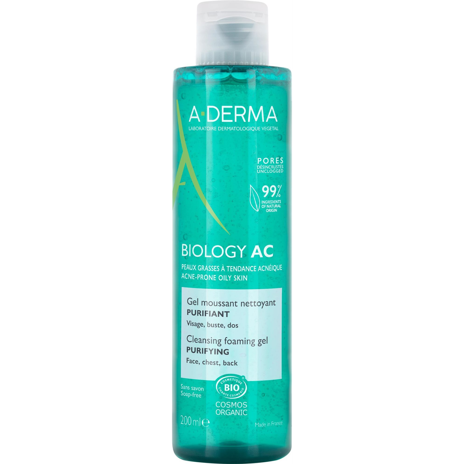 A-DERMA BIOLOGY AC Habzó tisztító gél, 200 ml (3282770152999)