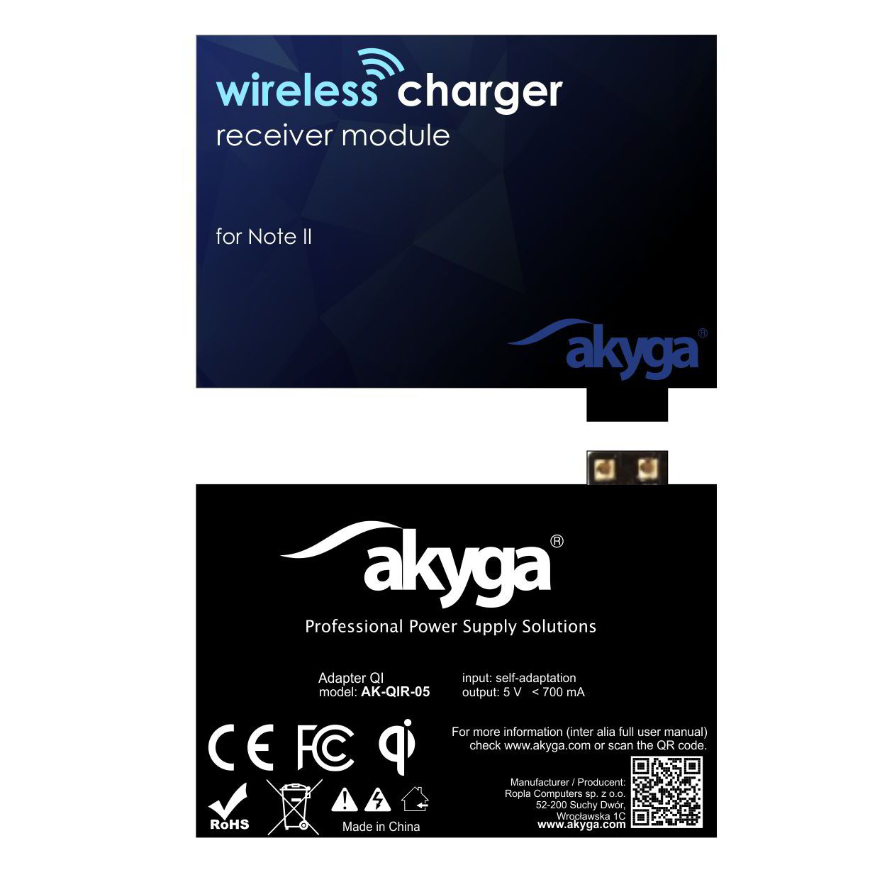 Akyga AK-QIR-05 (Samsung Note II) Indukciós töltő adapter (5V / 1A) (AK-QIR-05)