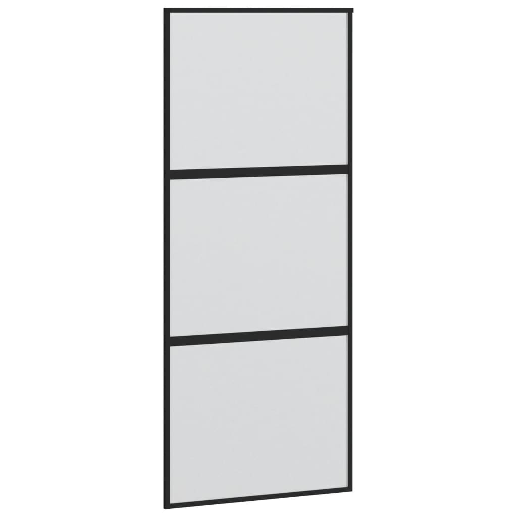 fekete edzett üveg és alumínium tolóajtó 90 x 205 cm (155199)