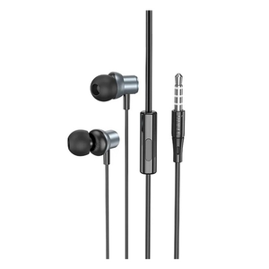 Hoco M110 fülhallgató SZTEREO (3.5mm jack, mikrofon, felvevő gomb) SÖTÉTSZÜRKE (M110_GREY)