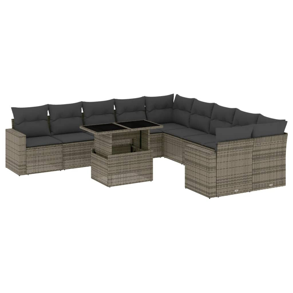 11 részes szürke polyrattan kerti ülőgarnitúra párnákkal (3267540)