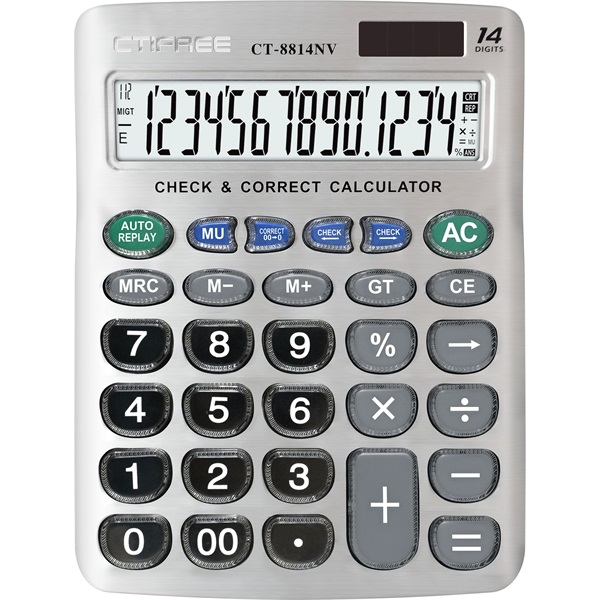 CTIFREE CT-8814NV ezüst színű számológép, 155x203mm, 14 számjegy, dual power (CT-8814NV)