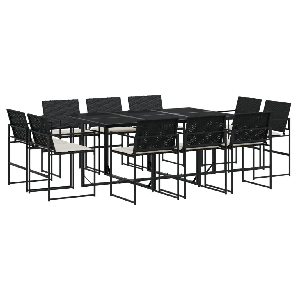 11 részes fekete polyrattan kerti étkezőgarnitúra párnákkal (3295064)