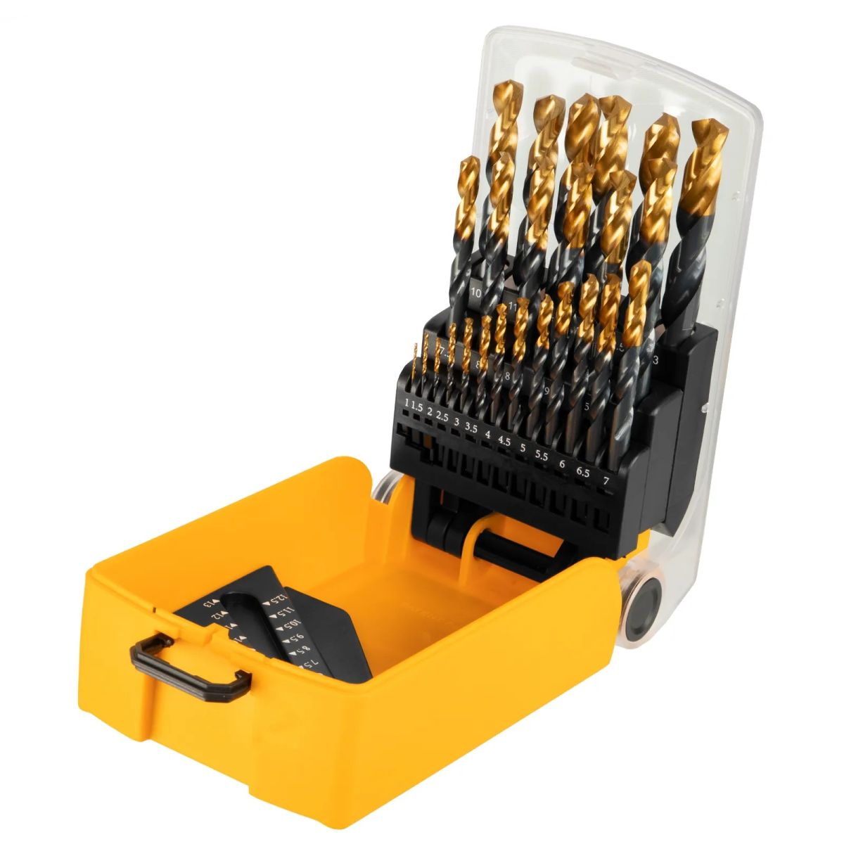 Denzel 1-13 mm, fém fúrószár készlet HSS-Tin, Golden Tip, 25 db tároló dobozban (723237) (723237)