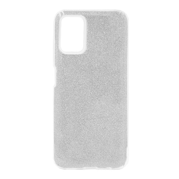 Szilikon telefonvédő (műanyag belső, csillogó hátlap) EZÜST [Samsung Galaxy A03s (SM-A037F)] (5996591115344)