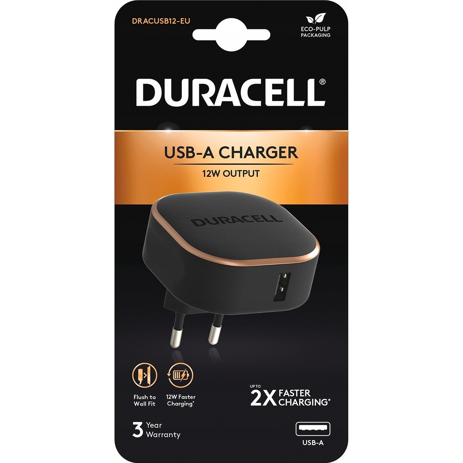Duracell DRACUSB12-EU mobiltelefon töltő Fekete (5056304310173)