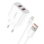 Foneng EU45 2xUSB-A захранващо зарядно + USB-A - Lightning кабел бял (EU45 iPhone) (EU45 iPhone)