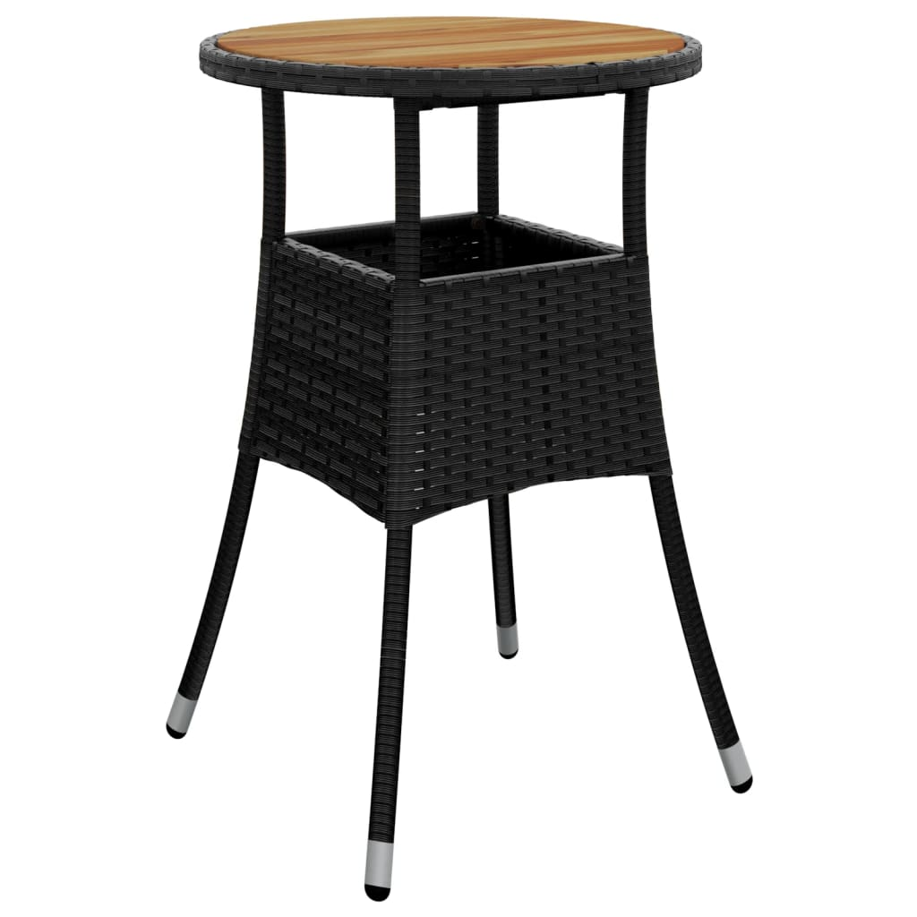 fekete akácfa és polyrattan kerti asztal Ø60 x 75 cm (310602)