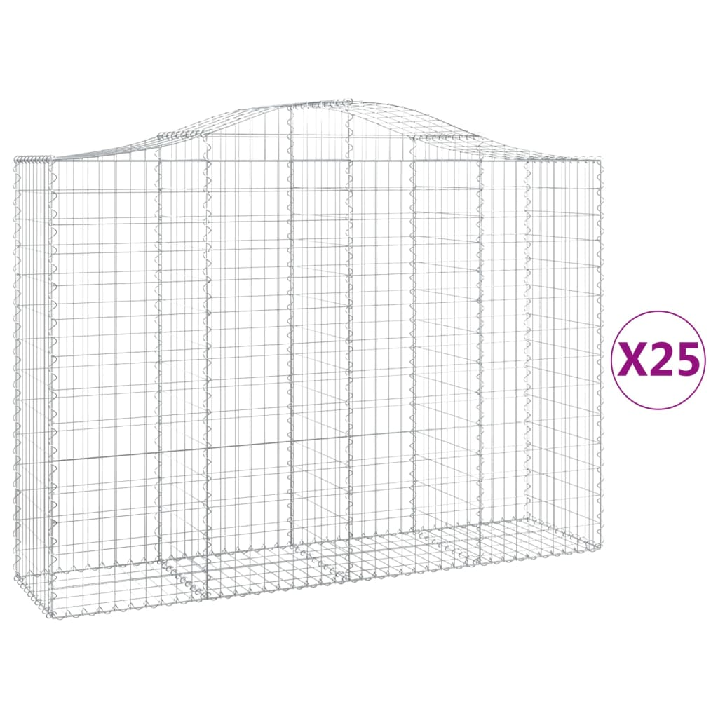 25 db íves horganyzott vas gabion kosár 200x50x140/160 cm (3145698)