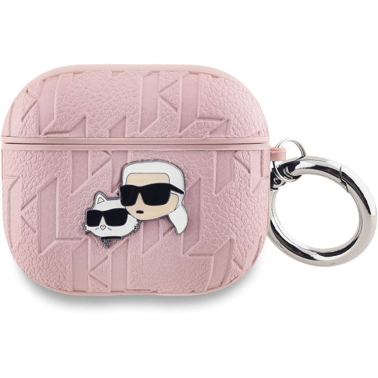 Karl Lagerfeld Embossed Karl and Choupette Heads AirPods 3 rózsaszín PU tok (KLA3PGKCPP)