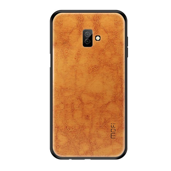 MOFI műanyag telefonvédő (szilikon keret, bőr hatású hátlap) BARNA [Samsung Galaxy J6 Plus (SM-J610F)] (5996457830893)