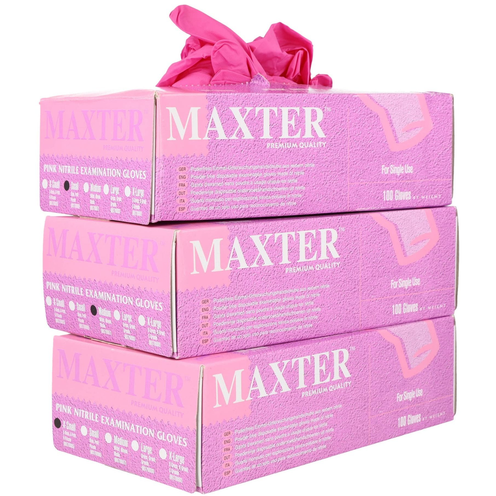 Védőkesztyű, egyszer használatos, nitril, S méret, 100 db, púder nélküli, pink (HGK-BHRE999947)