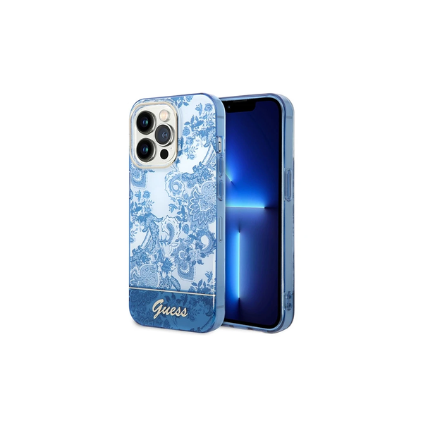 Guess GUHCP14XHGPLHB iPhone 14 Pro Max 6,7 készülékhez tok Porcelain Collection kék