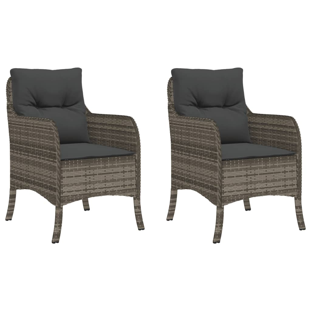 2 db szürke polyrattan kerti szék párnával (365147)