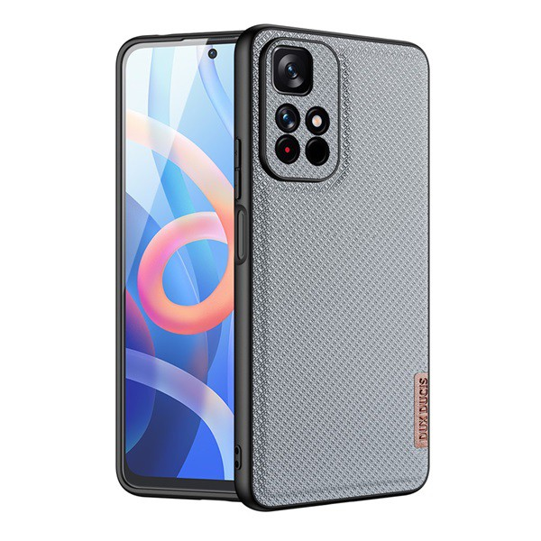 DUX DUCIS FINO szilikon telefonvédő (műanyag belső, közepesen ütésálló, rács minta) SZÜRKE [Xiaomi Poco M4 Pro 5G]