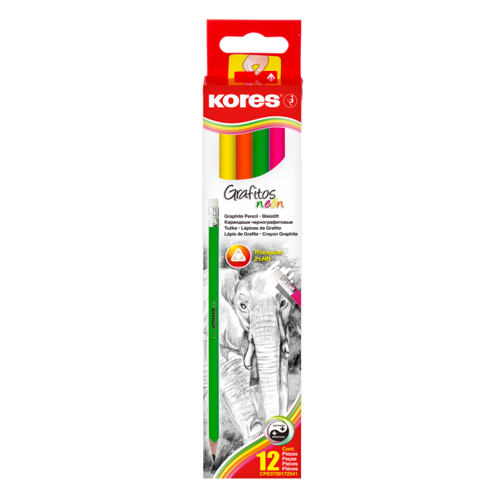Kores Neon 92306 Háromszögletű "HB" Grafitceruza radírral (92306)