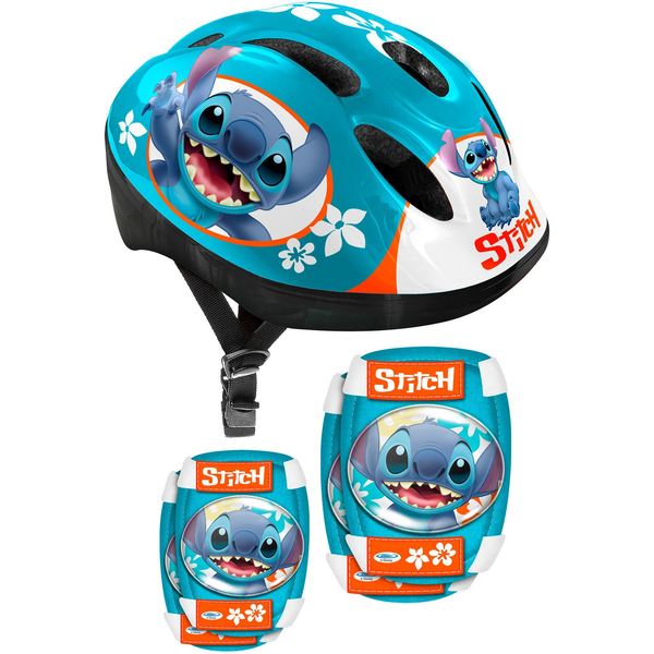 Casco Infantil Rodilleras Y Coderas Disney Stitch Talla 53-56 Cm