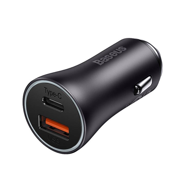 Baseus Golden Contactor Max autós töltő USB + USB-C 60W szürke (CGJM000113)