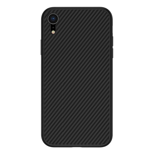 NILLKIN SYNTHETIC FIBER műanyag telefonvédő (környezetbarát, karbon minta) FEKETE [Apple iPhone XR 6.1] (5996457808809)