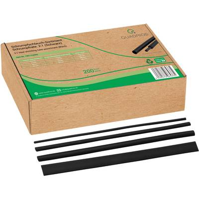 Quadrios 19011CA092 Zsugorcső készlet Fekete Zsugorodási arány:2:1 200 rész (19011CA092)