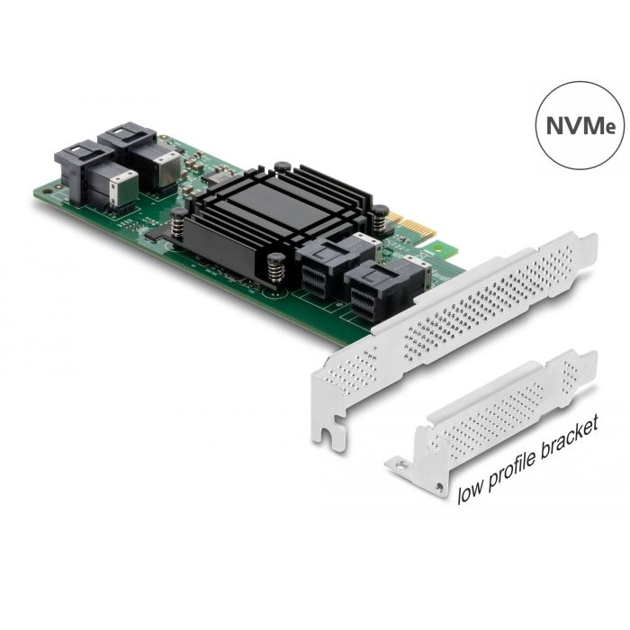 Delock PCI Express x8 kártya - 4 x belső NVMe SFF-8643 (90585) (del90585)