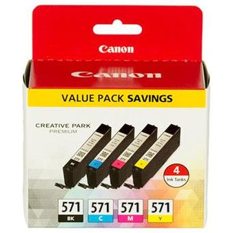 Canon CLI-571 Multipack atramentová náplň 4 kusov Originál Čierna, Azúrová, Purpurová, Žltá (0386C004)