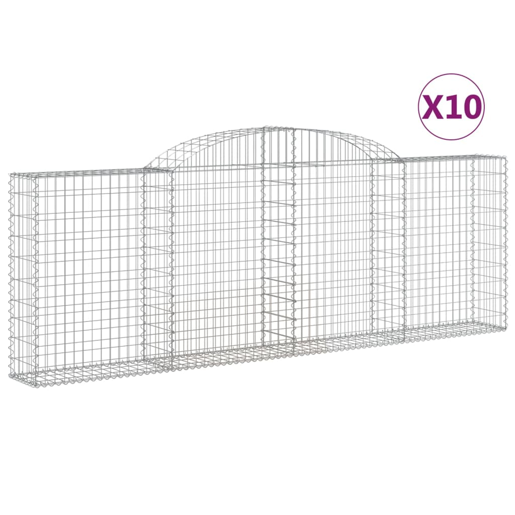 10 db íves horganyzott vas gabion kosár 300 x 30 x 100/120 cm (3146529)