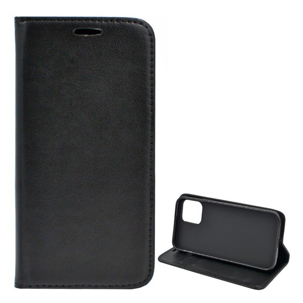 Tok álló, bőr hatású (FLIP, oldalra nyíló, asztali tartó funkció) FEKETE [Apple iPhone 12 mini] (5996457995783)