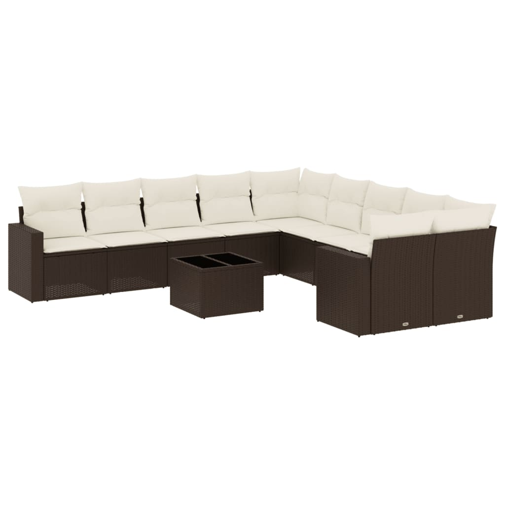 11 részes barna polyrattan kerti ülőgarnitúra párnákkal (3219513)