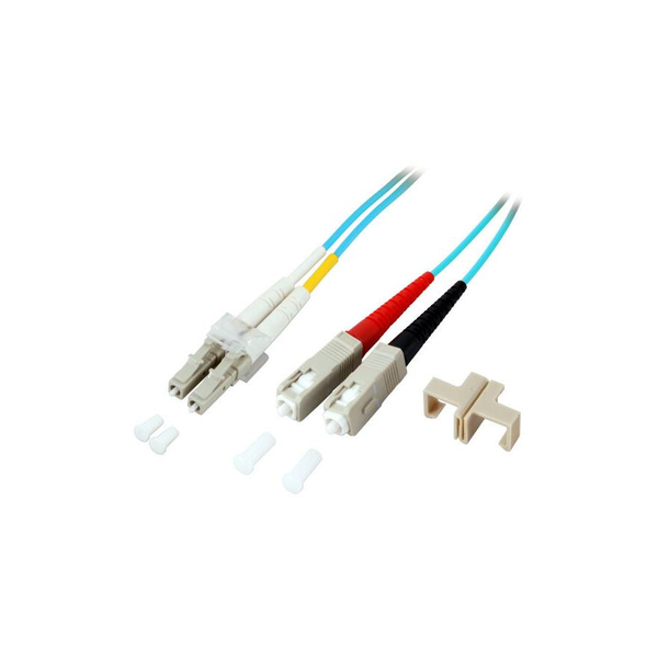 EFB Duplex Jumper LC-SC 50/125, OM3, LSZH, aqua, 2.0mm, 0,5m