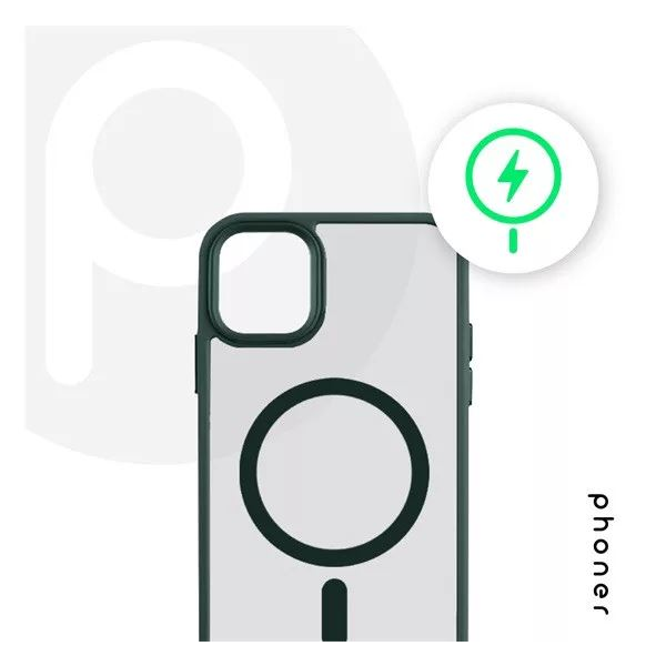 Phoner Apple iPhone 14 Hybrid Mag MagSafe kemény hátlap tok méregzöld (74396) (PH74396)