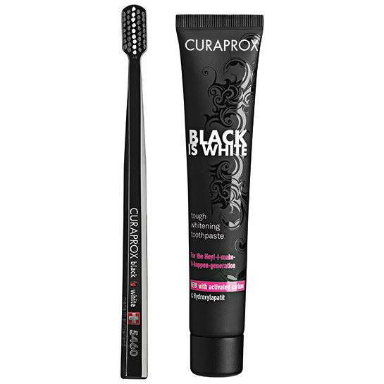 CURAPROX Black is White 90 ml fogkrém + fogkefe (7612412423686)