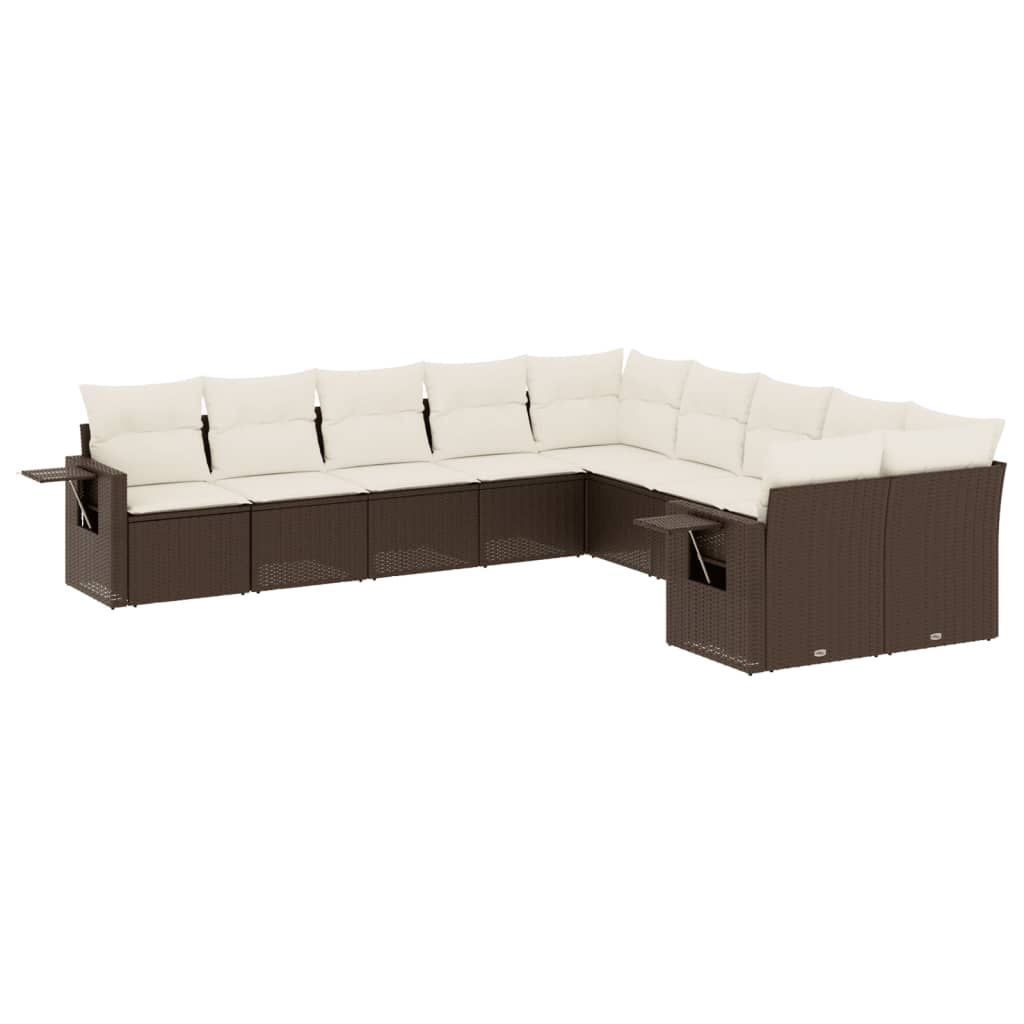 10 részes barna polyrattan kerti ülőgarnitúra párnákkal (3220712)