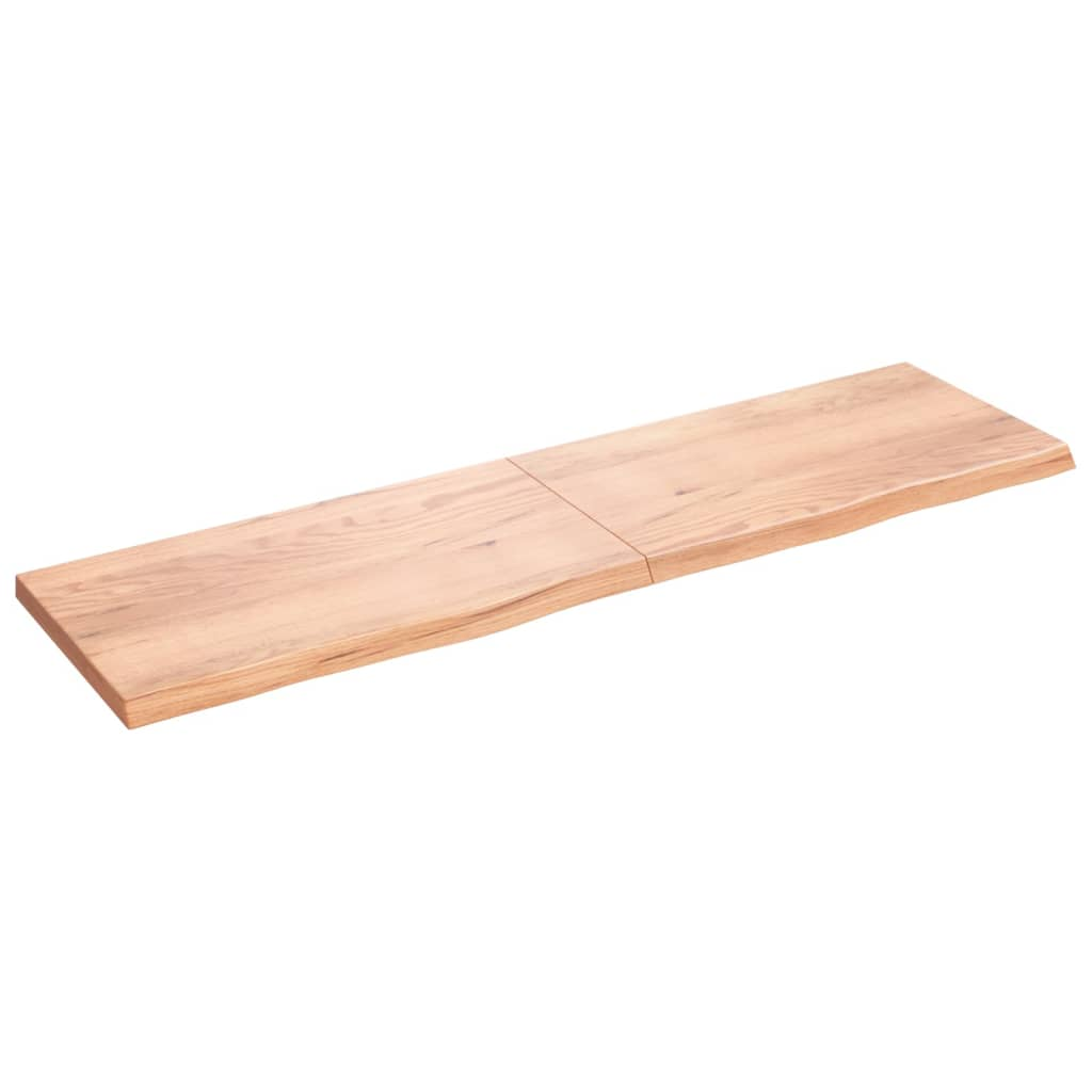 világosbarna kezelt tömör tölgyfa fali polc 220 x 60 x (2-6) cm (363739)