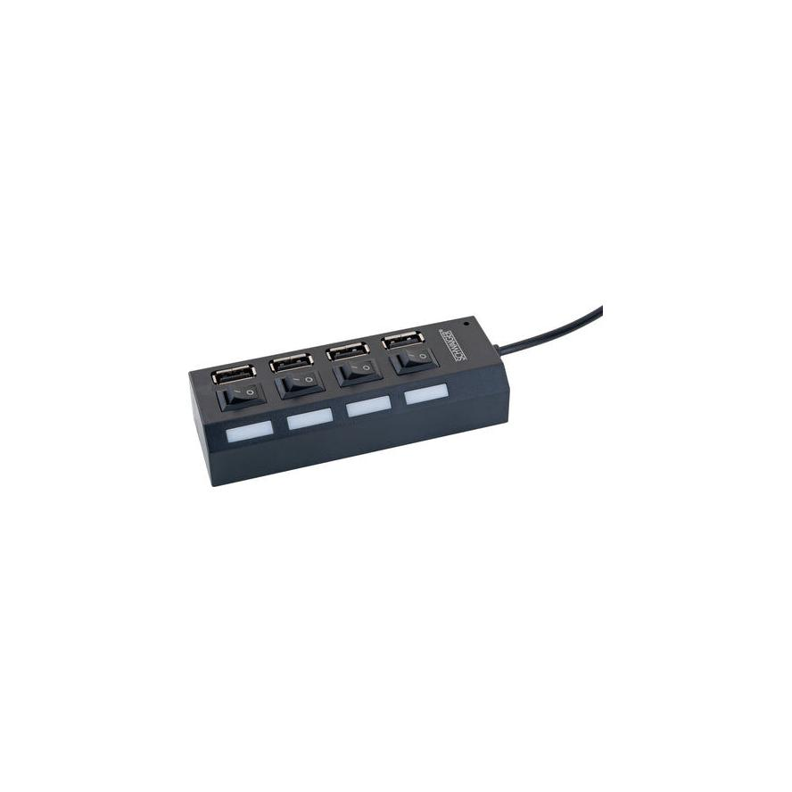 Schwaiger USB Hub 4-fach 2.0A Buchse Passiv schwarz (UH4013) (UH4013)