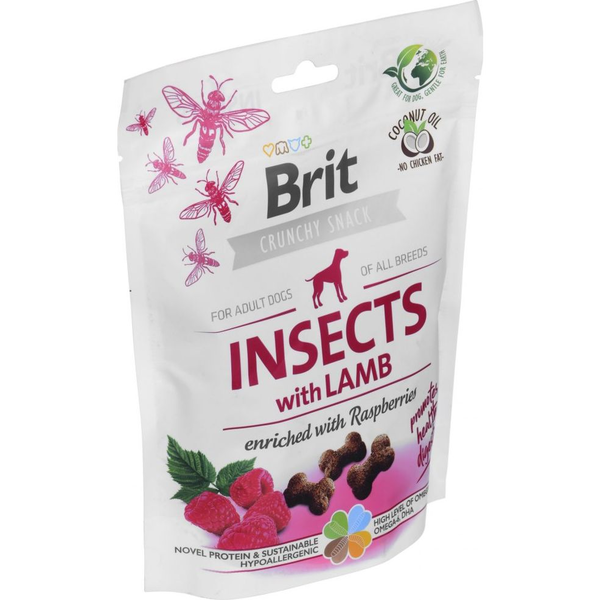 Brit Snack Crunchy Cracker Ropogós Jutalomfalat 200 g Insects With Lamb With Raspberries 100624