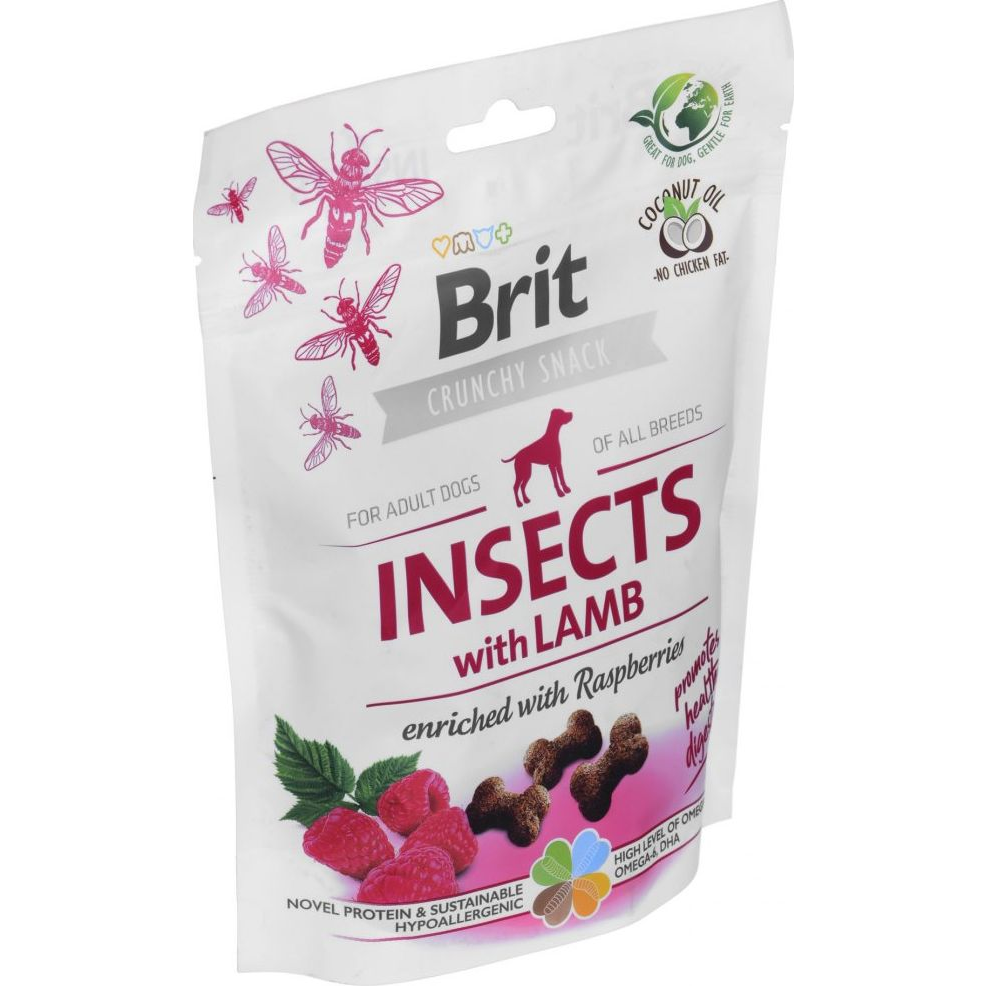 Brit Snack Crunchy Cracker Ropogós Jutalomfalat 200 g Insects With Lamb With Raspberries 100624 (103-100624)