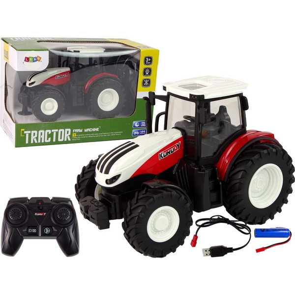 Mezőgazdasági Traktor 1_24 Távirányítású R/C Pilóta Farm Fehér Piros