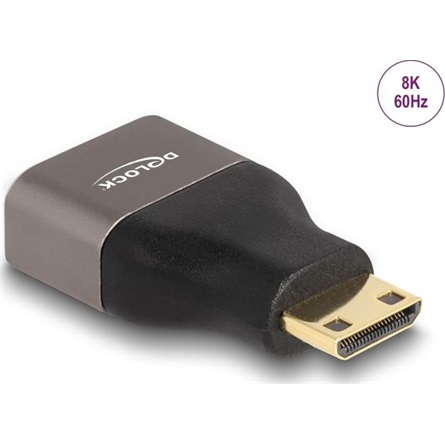 Adaptér HDMI Mini-C samec na A samicu 8K 60 Hz sivý Delock 60080