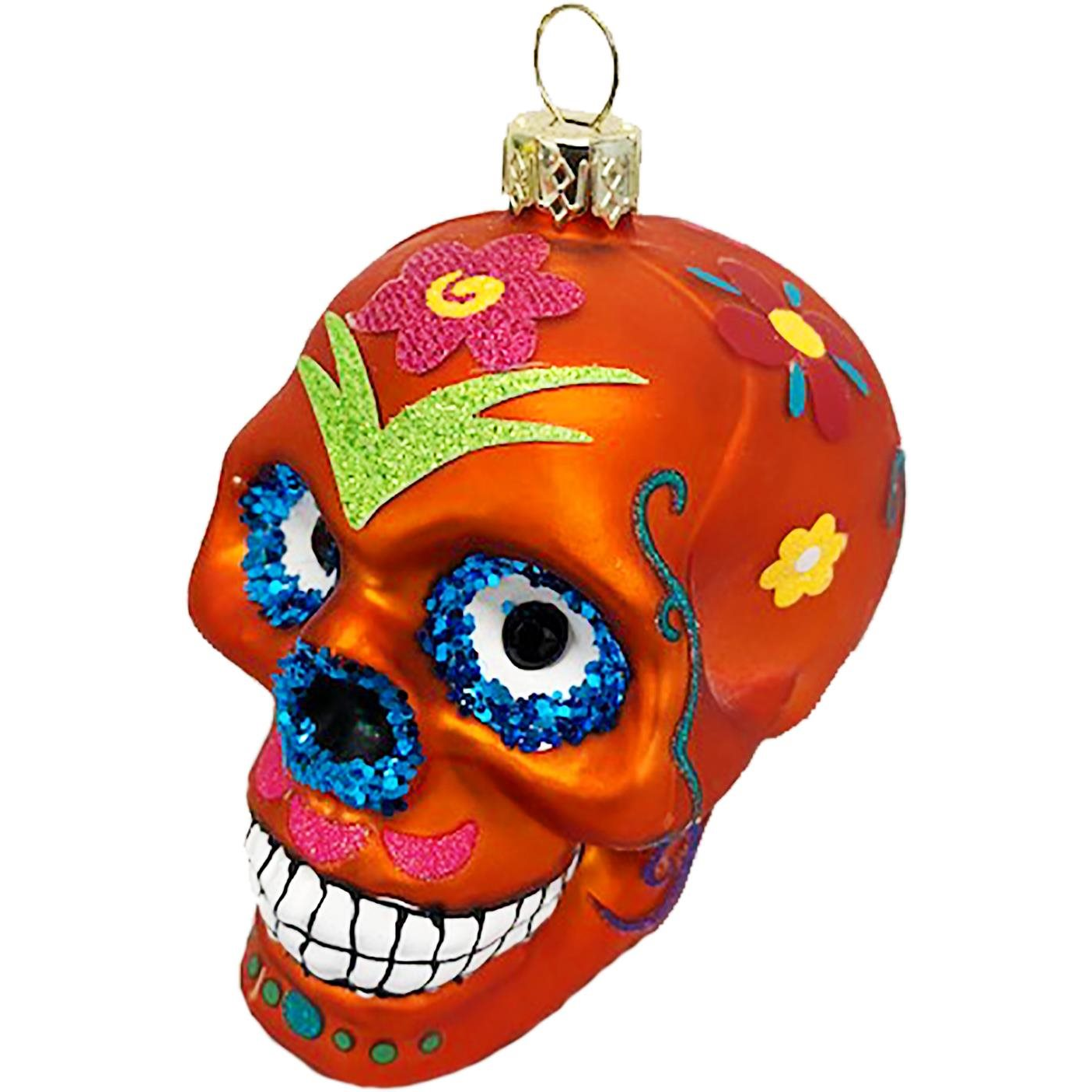 LAALU Dísz koponya dekorációval narancsszín 9 cm (LAU-1415)