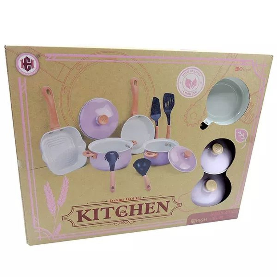 Manyuk Toys Fém Konyhai edénykészlet - Rózsaszín (H43B)