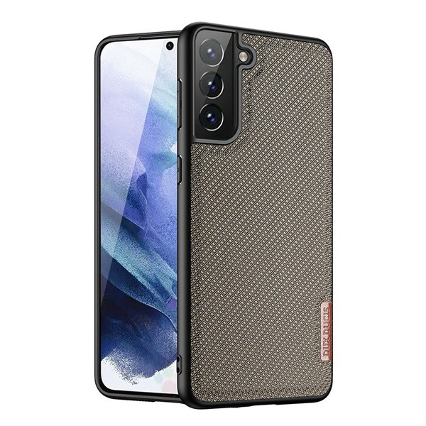 DUX DUCIS FINO szilikon telefonvédő (műanyag belső, közepesen ütésálló, rács minta) BARNA [Samsung Galaxy S21 Plus (SM-G996) 5G]