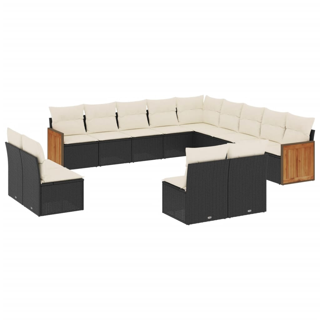 13 részes fekete polyrattan kerti ülőgarnitúra párnákkal (3260565)