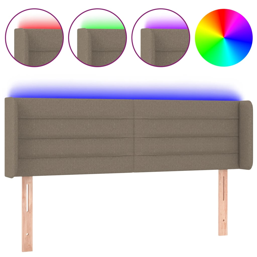 tópszínű szövet LED-es fejtámla 147 x 16 x 78/88 cm (3123378)