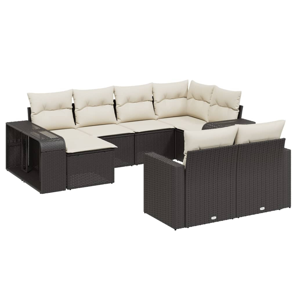10 részes fekete polyrattan kerti ülőgarnitúra párnákkal (3261286)